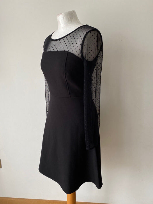 La Redoute edition Black A-Line Dress with Mesh Top and Sleeves