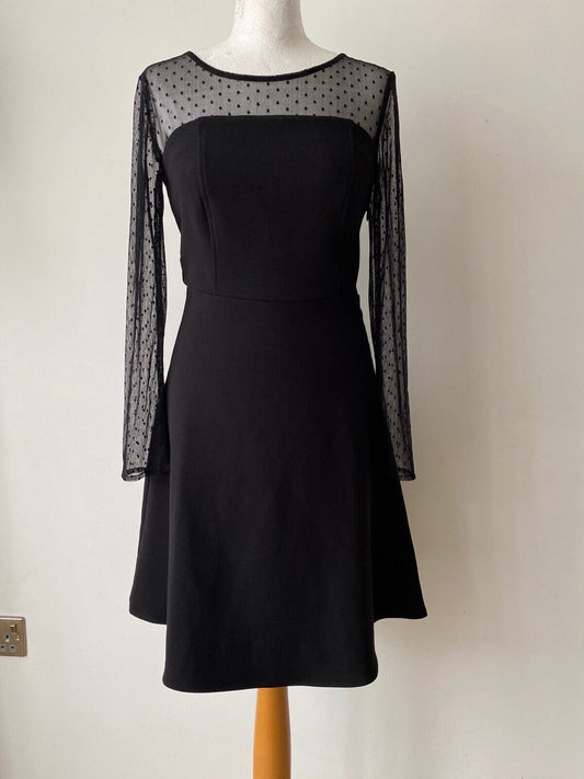 La Redoute edition Black A-Line Dress with Mesh Top and Sleeves