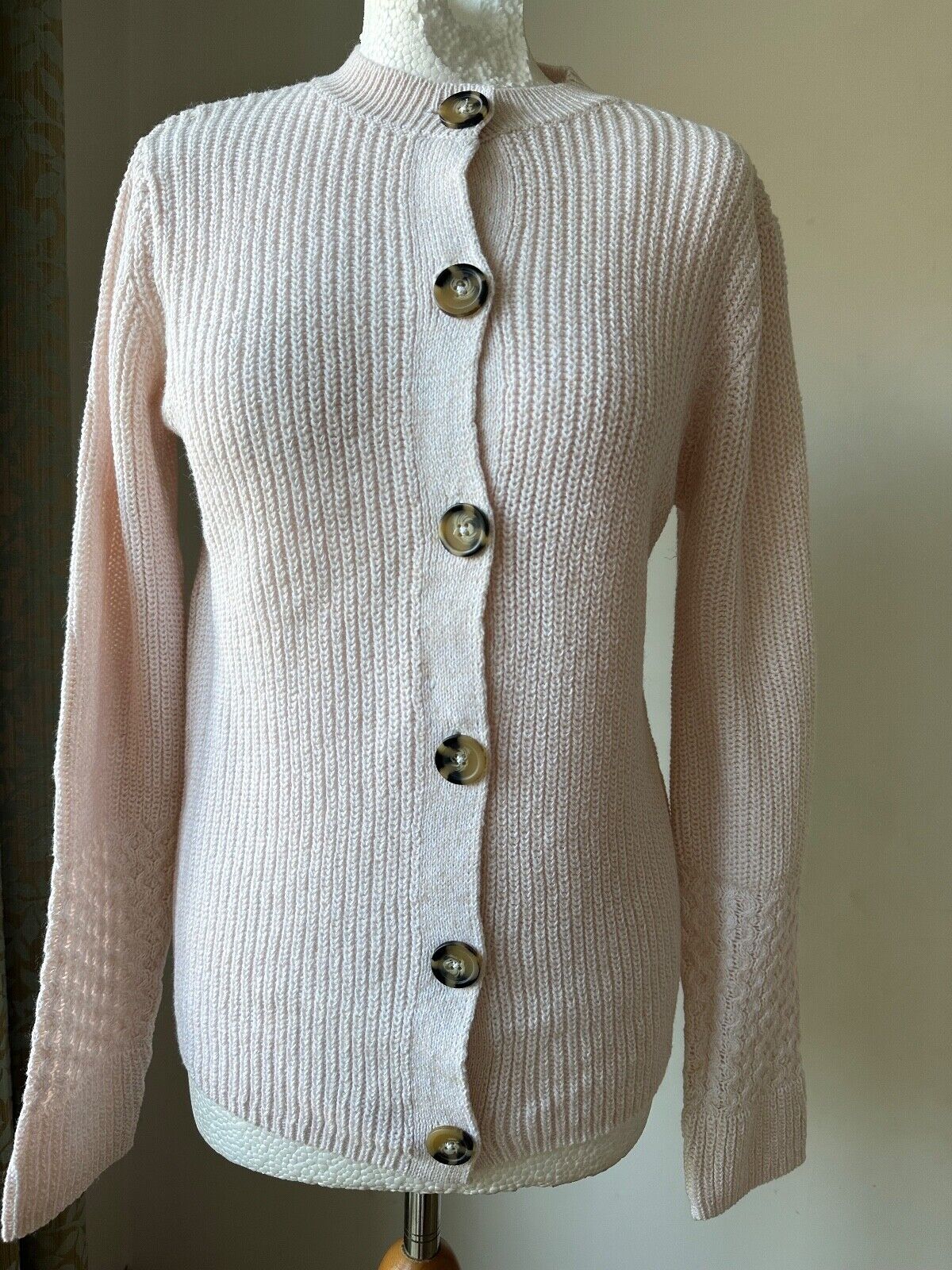 Bonmarche Knit Jumper Cardigan 10-22 Long Sleeve Light Brown Pink Turquoise