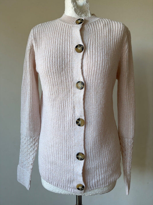 Bonmarche Knit Jumper Cardigan 10-22 Long Sleeve Light Brown Pink Turquoise