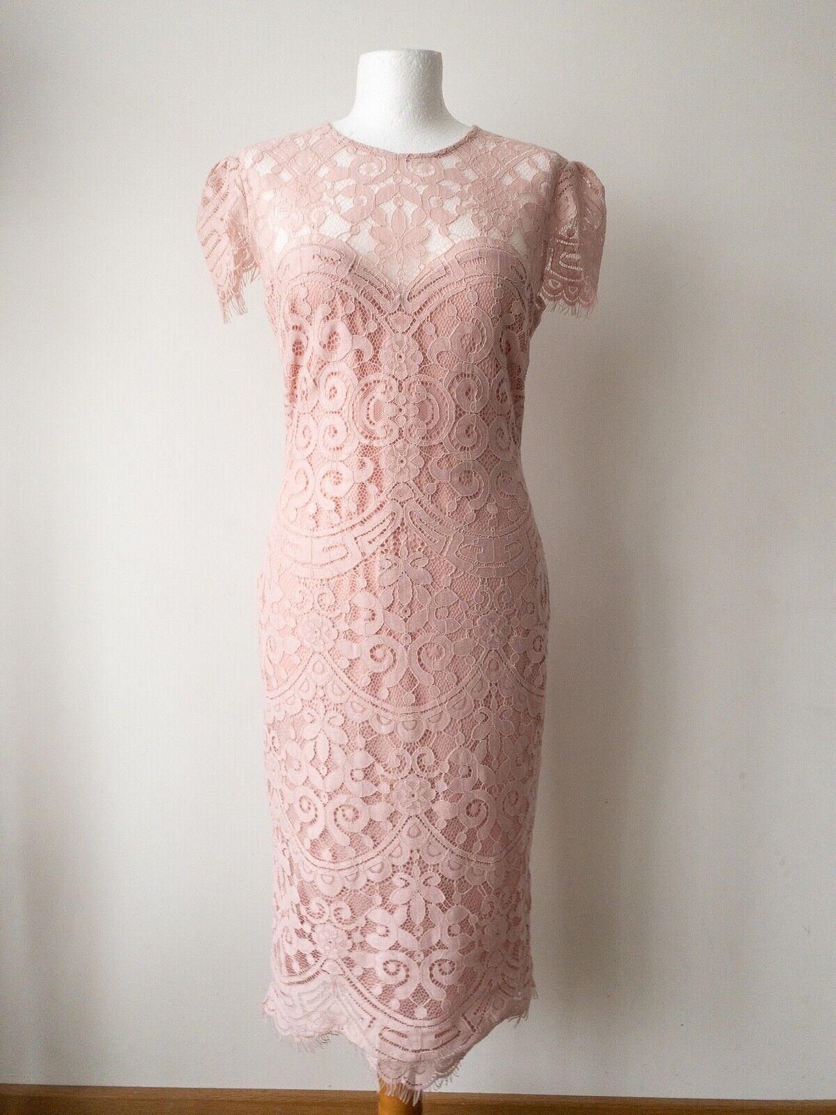Goddiva London Cap Sleeve Lace Dress Available in Duck Egg Green or Blush Pink