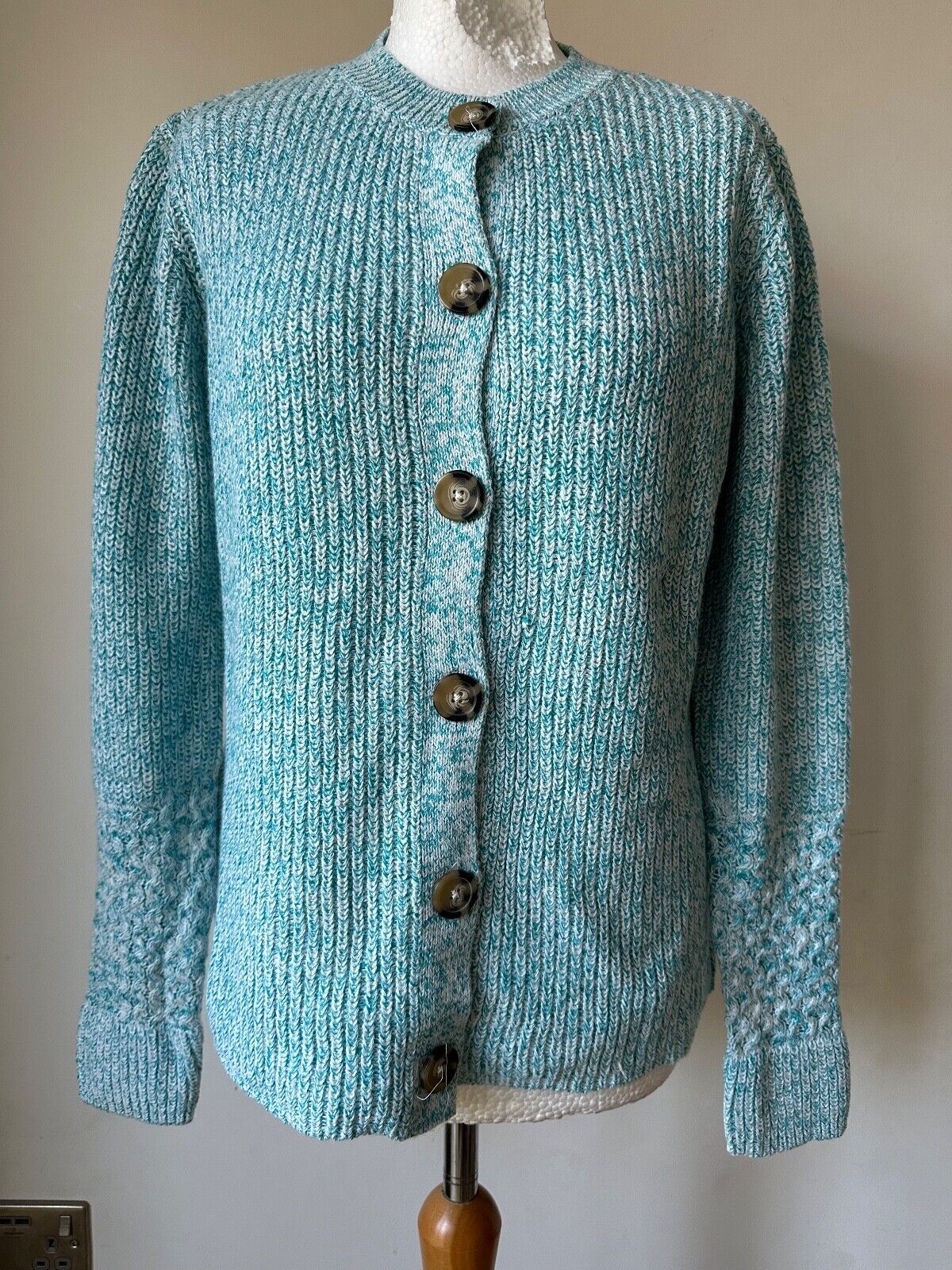 Bonmarche Knit Jumper Cardigan 10-22 Long Sleeve Light Brown Pink Turquoise