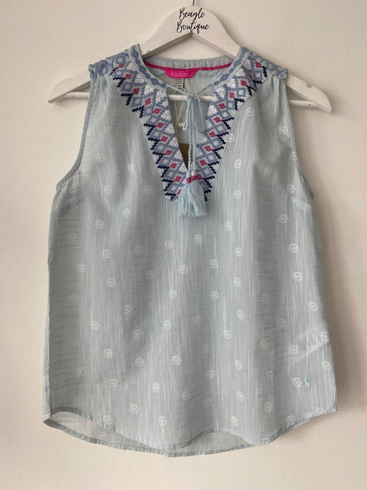Joules Otille Sleeveless Embroidered Top Sizes: 6 10