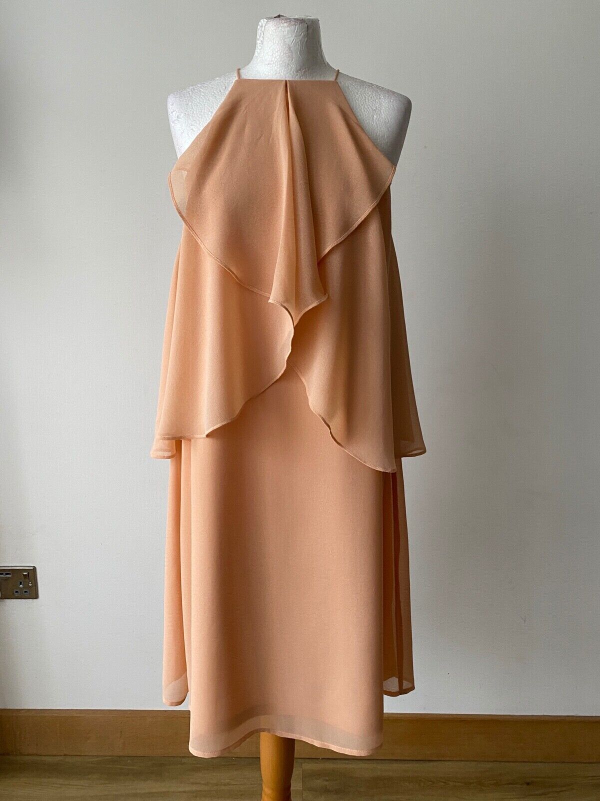 La Redoute Halterneck Chiffon Frill Layered Dress Available in Peach or Blue 10