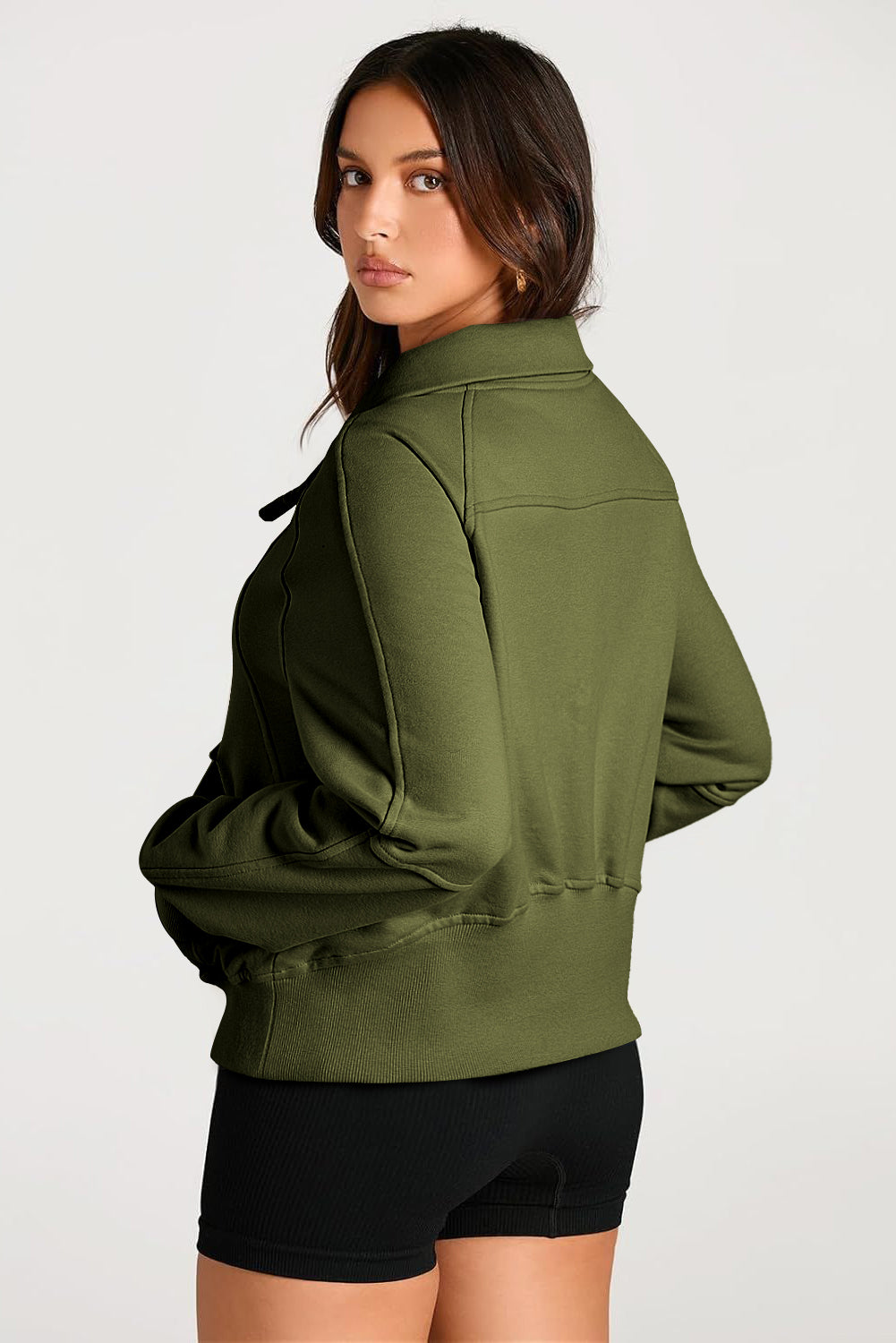 Valerian Quarter Zip Stand Neck Kangaroo Pocket Sweatshirt