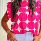 Rose Bubblegum Pattern Frilled Collar Flutter Sleeve Top