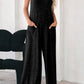 Gray Patch Pockets Spaghetti Strap Wide Leg Jumpsuit