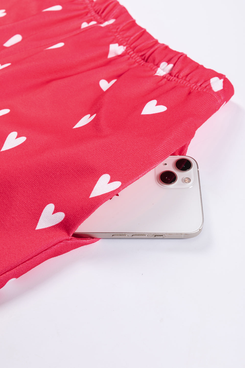 Fiery Red Valentines Heart Print Trousers Set