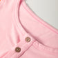 Pink Colorblock Long Sleeve Buttons Henley Top