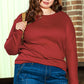 Red Dahlia Piping Detail Plus Size Long Sleeve Top