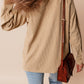 Light French Beige Solid Frilled Flap Pocket Button Up Corduroy Shacket