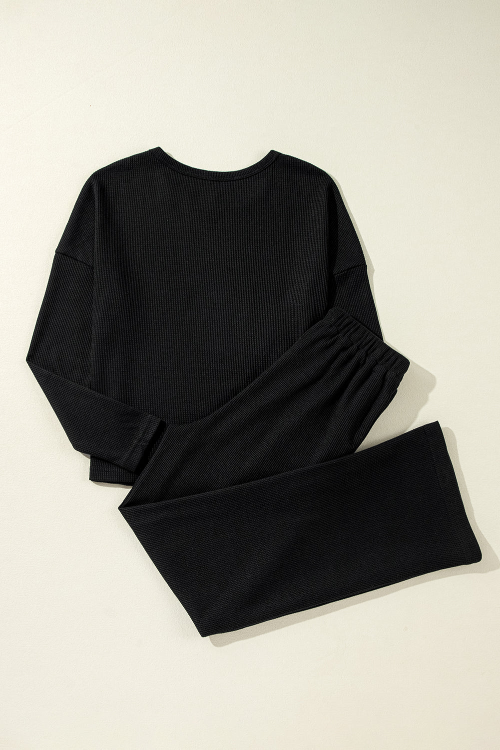 Parchment Textured Long Sleeve T Shirt and Trousers Lounge Set