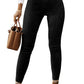 Black High Waist Faux Suede Skinny Leggings