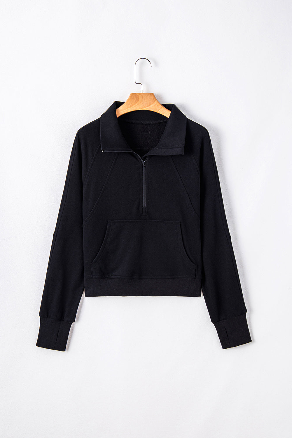 Valerian Quarter Zip Stand Neck Kangaroo Pocket Sweatshirt