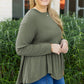 Mist Green Plus Size Thermal Knitted Babydoll Flare Top