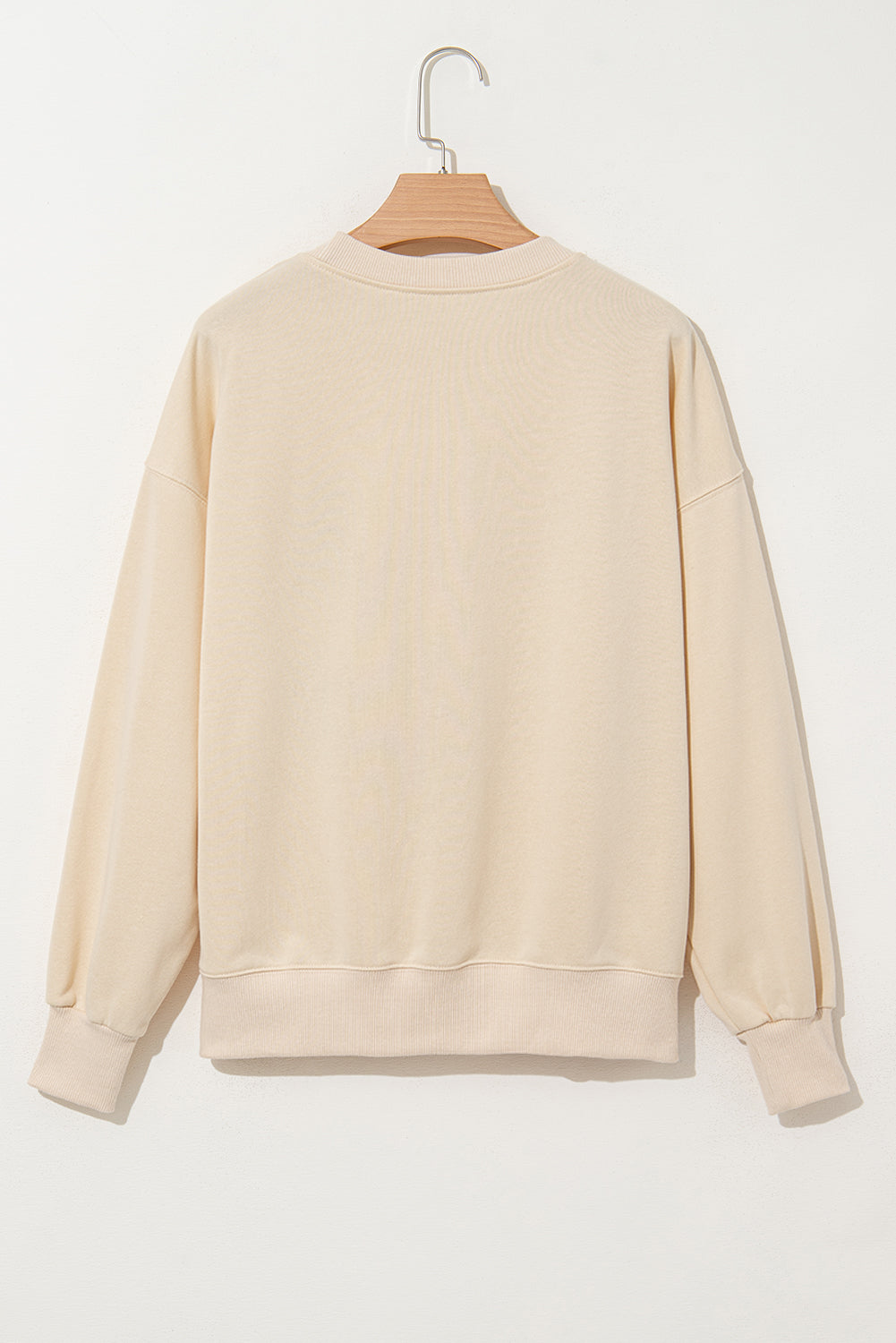 Apricot THANKS Chenille Embroidered Drop Shoulder Graphic Sweatshirt