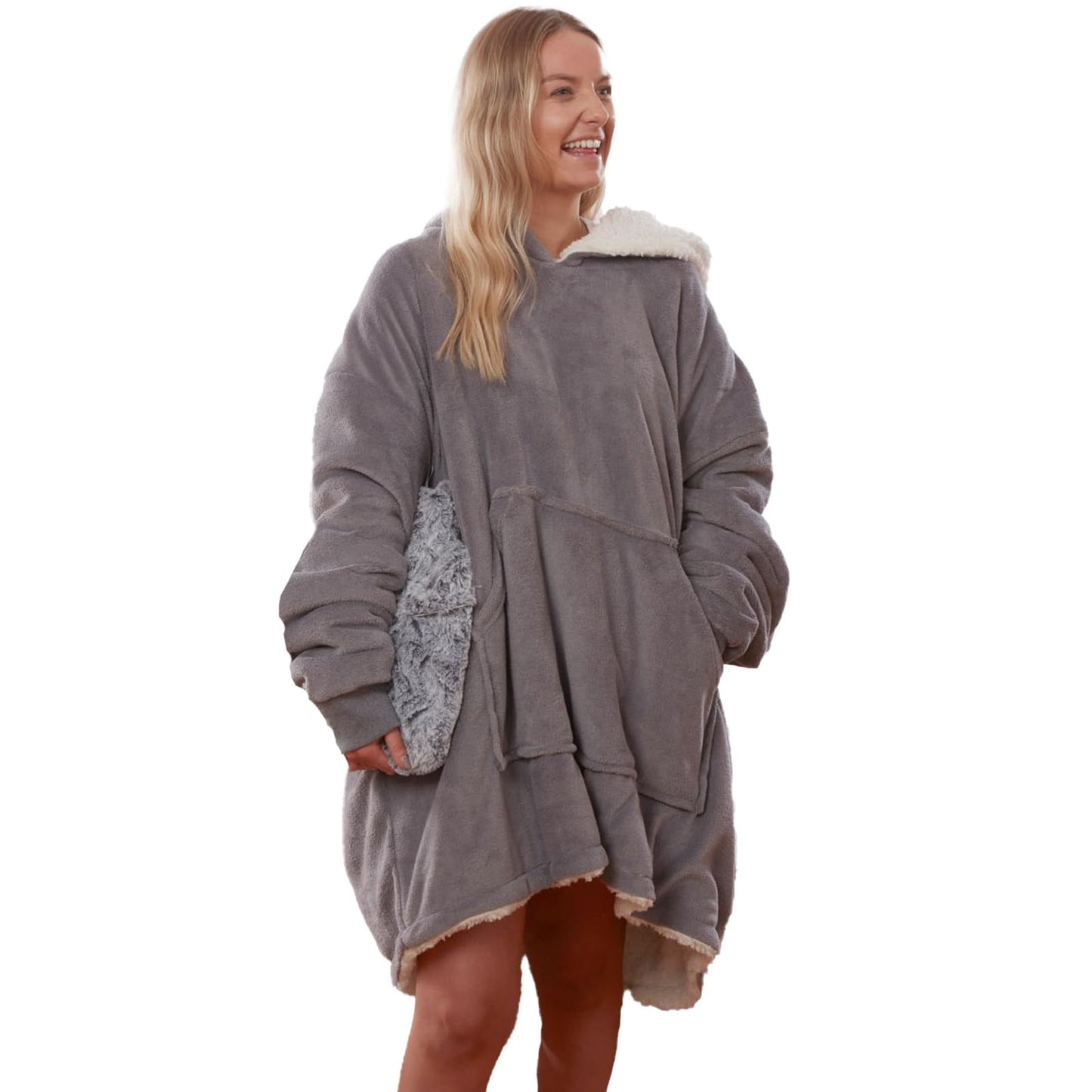 Oversized Hooded Blanket with Ultra Soft Sherpa Lining