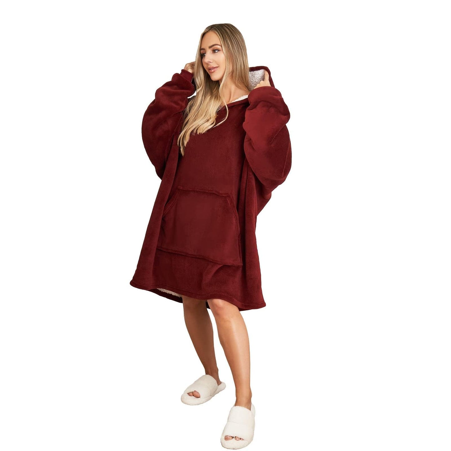 Oversized Hooded Blanket with Ultra Soft Sherpa Lining