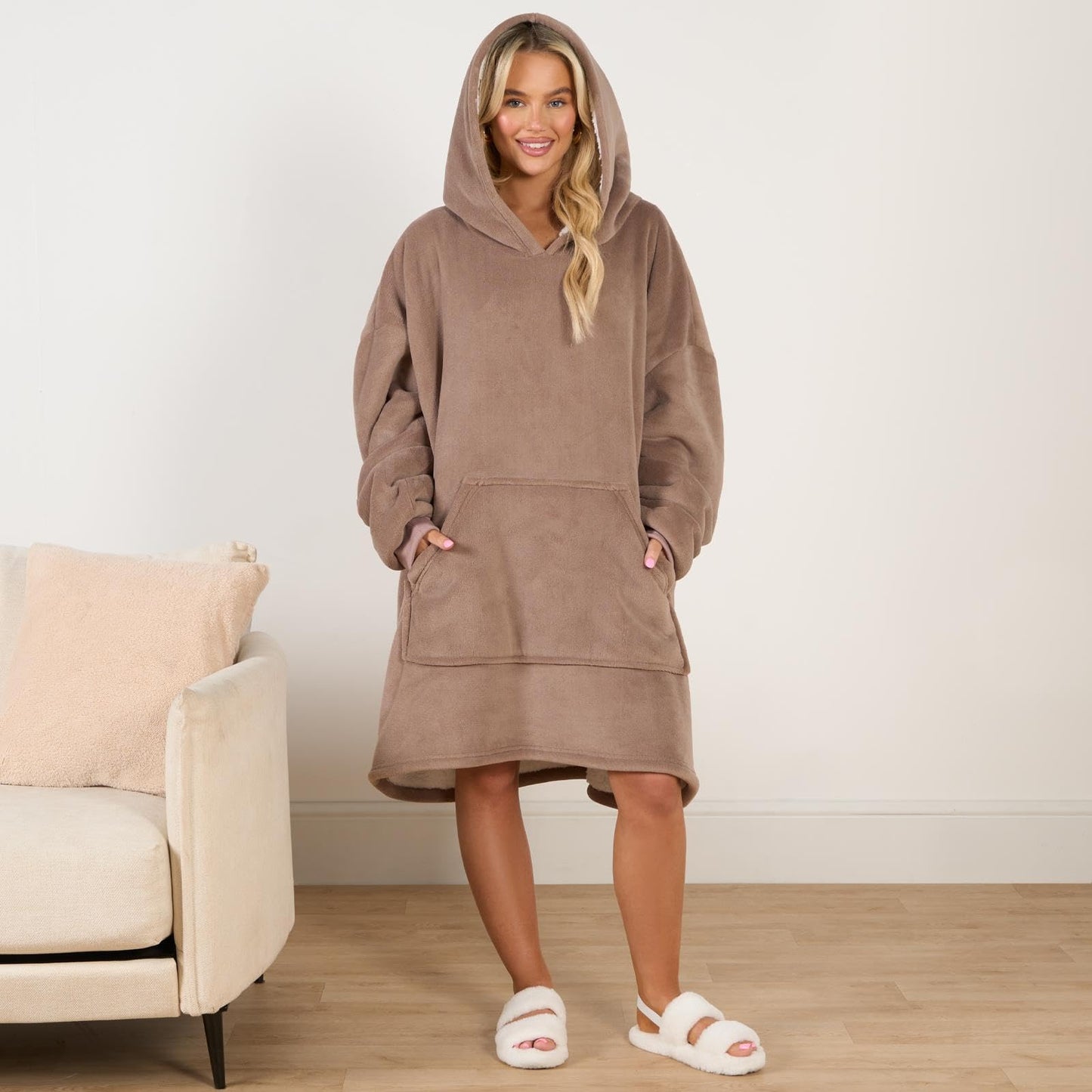 Oversized Hooded Blanket with Ultra Soft Sherpa Lining