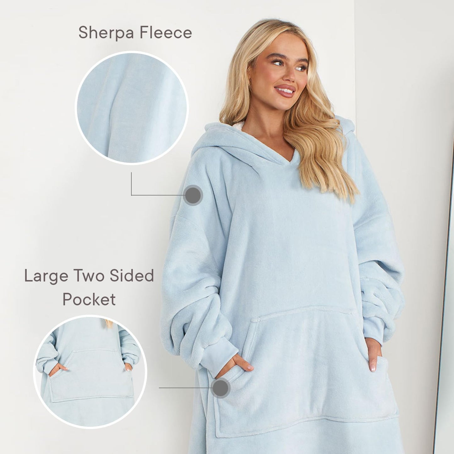 Oversized Hooded Blanket with Ultra Soft Sherpa Lining