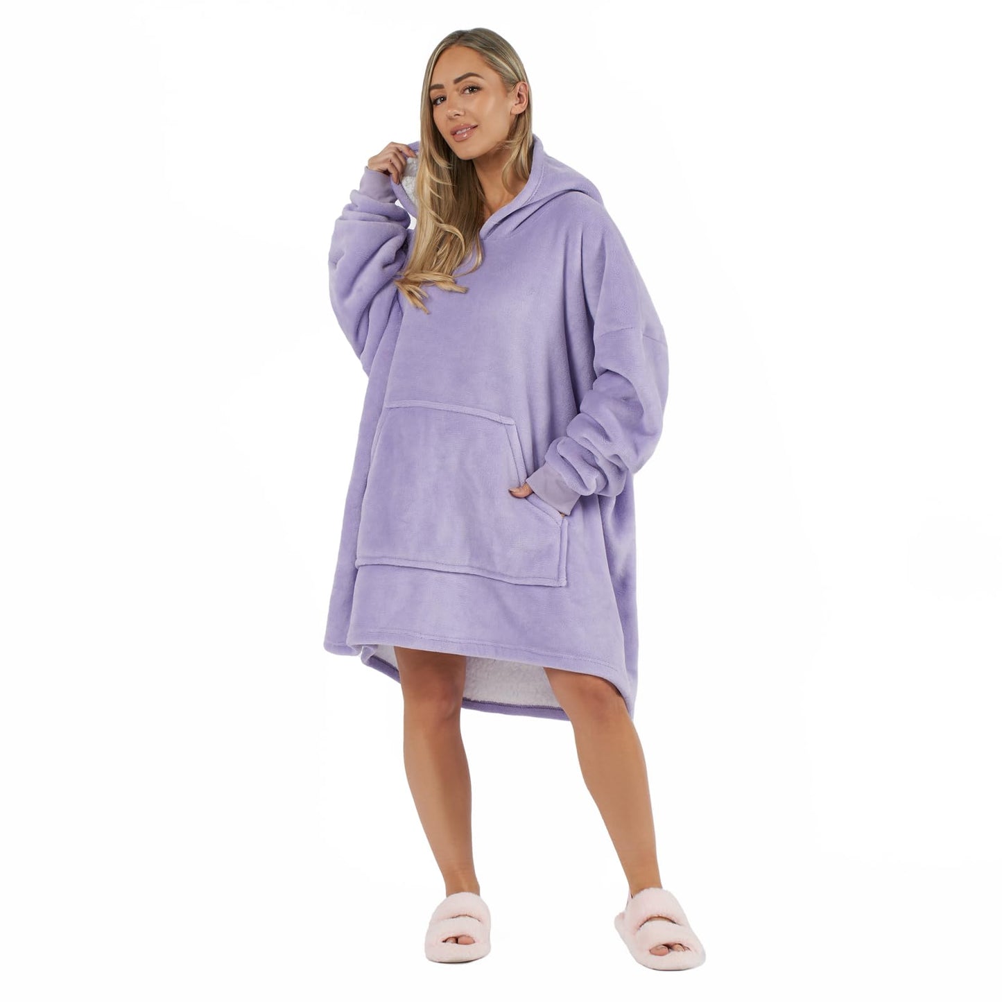 Oversized Hooded Blanket with Ultra Soft Sherpa Lining