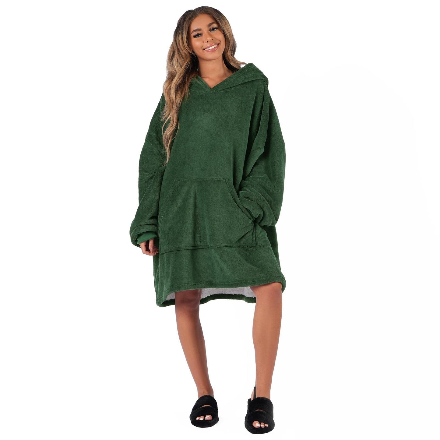 Oversized Hooded Blanket with Ultra Soft Sherpa Lining