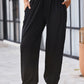 Black Smocked High Waist Joggers