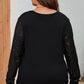 Black Sequin Contrast Long Sleeve Plus Size Top