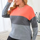 Gray Crew Neck Colorblock Plus Size Sweatshirt