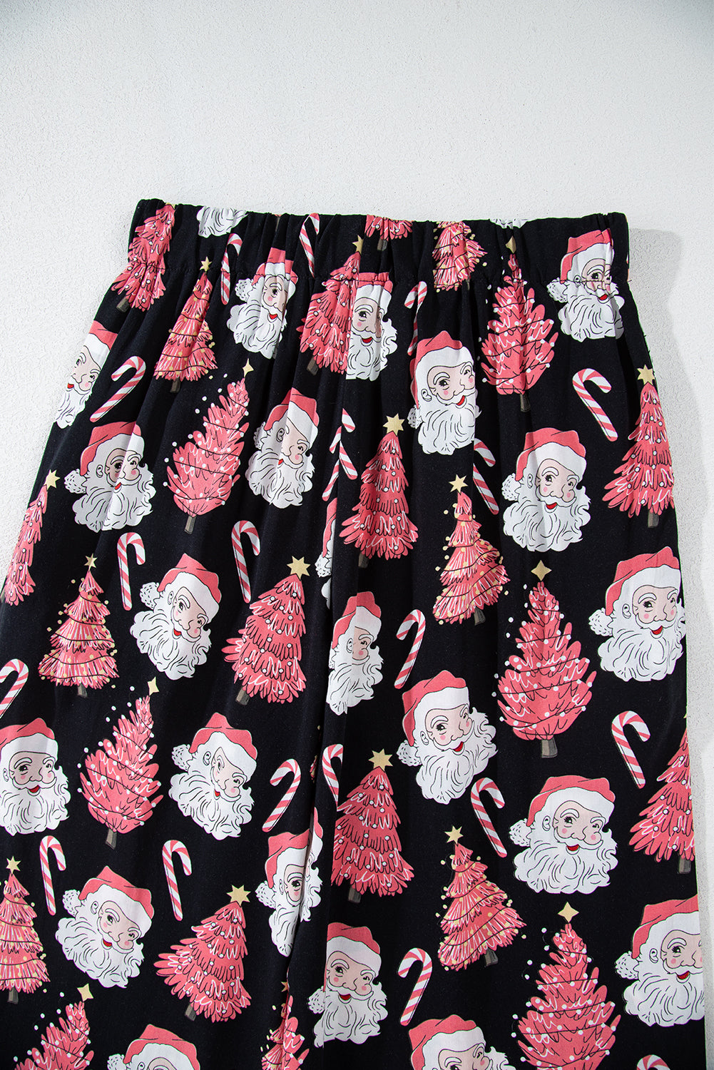 Black Christmas Santa Printed Two Piece Pyjamass Set