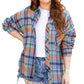 Orange Plus Size Plaid Print Buttoned Shirt