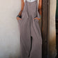 Philippine Gray Corded Adjustable Straps Wide Leg Loose Overall