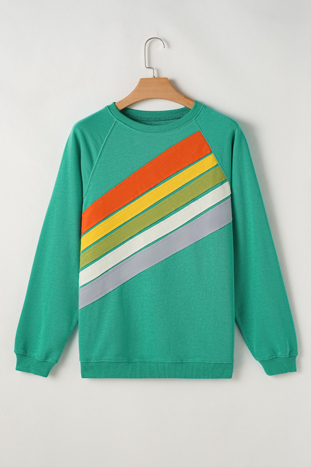 Beau Blue Rainbow Colourblock Striped Pullover Sweatshirt