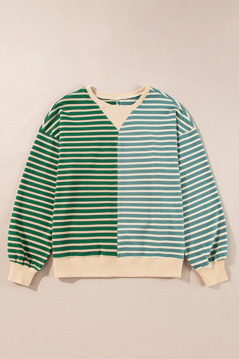 Brown Stripe Casual Stripe Colourblock Drop Shoulder Oversize Sweatshirt