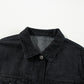 Black Raw Edge Ruffled Short Sleeve Denim Jacket