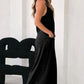 Gray Patch Pockets Spaghetti Strap Wide Leg Jumpsuit