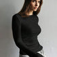 Black Fleece Lined Slim Fit Long Sleeve T Shirt