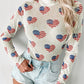 White Americana Glitter Mesh Long Sleeve Bodysuit