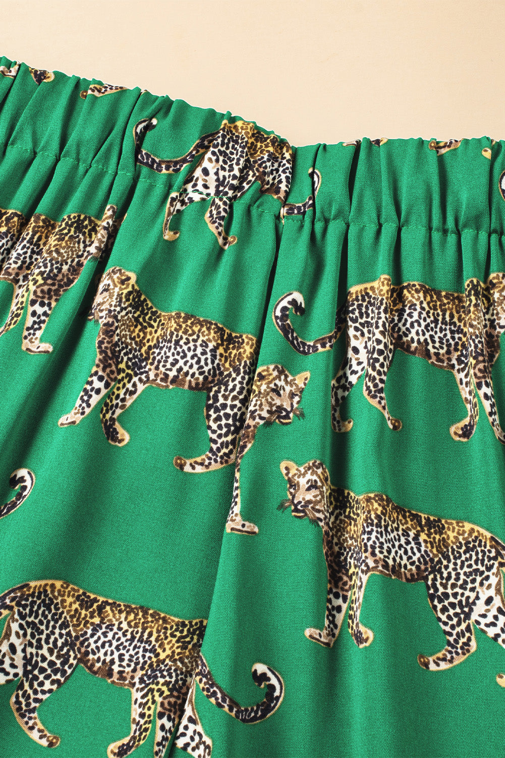 Green Cheetah Print Short Sleeve Shirt and Trousers Pyjamas Set