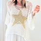 White Star Graphic Crochet Knitted Summer Sweater Top