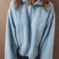 Myosotis Collared Zipper Drop Shoulder Fleece Sweatshirt