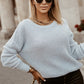 Gray Cross Back Hollow-out Sweater