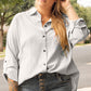 White Stripe Rolled Tab Sleeve Buttoned Plus Size Shirt