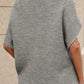 Medium Grey High Neck Short Bat Sleeve Sweater