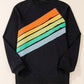 Black Rainbow Raglan Sleeve Crew Neck Plus Size Sweatshirt