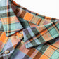 Orange Plus Size Plaid Print Buttoned Shirt