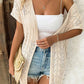 Apricot Openwork Short Sleeve Open Cardigan