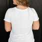 White Round Neck Rolled Sleeve Plus Size T-shirt