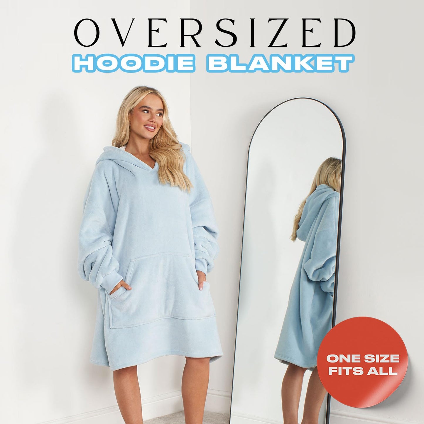 Oversized Hooded Blanket with Ultra Soft Sherpa Lining