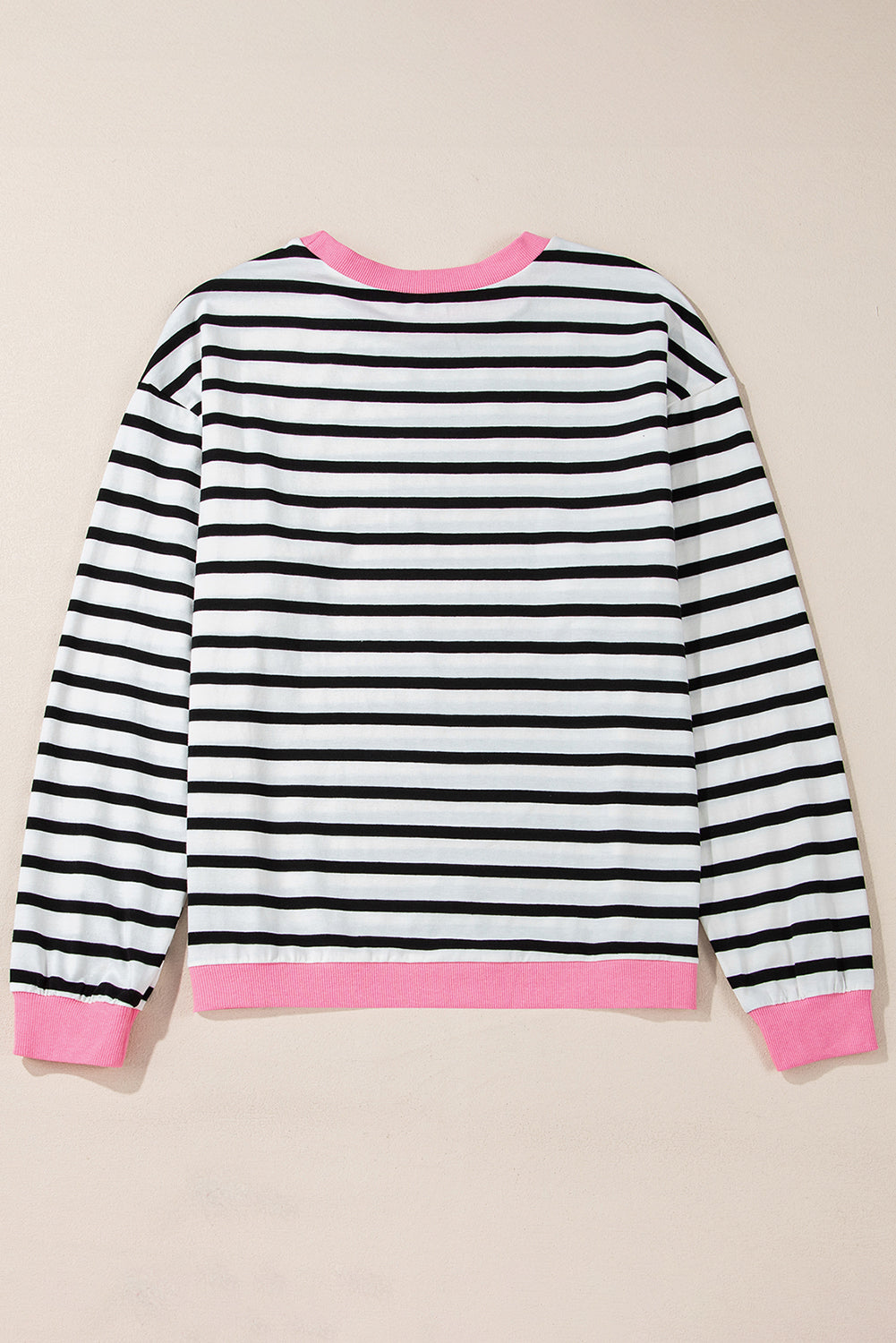 Black Striped Contrast Edge Long Sleeve Top